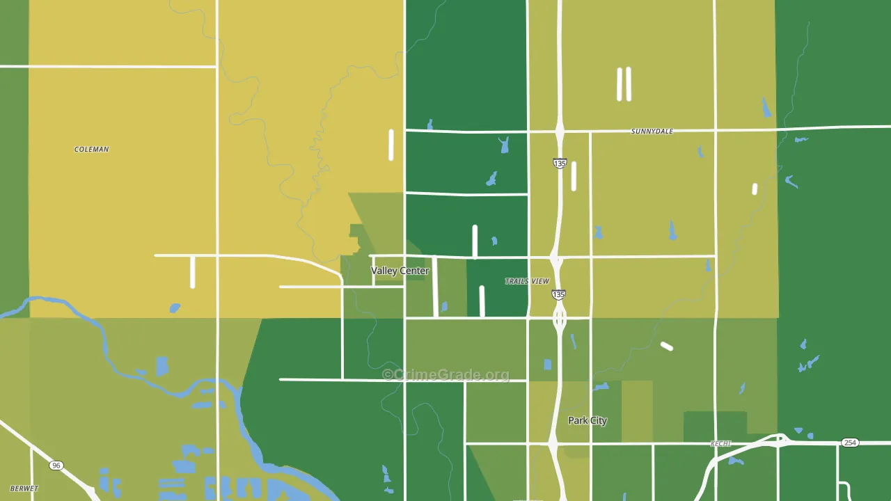 Valley Center, KS Map of Murder Rates