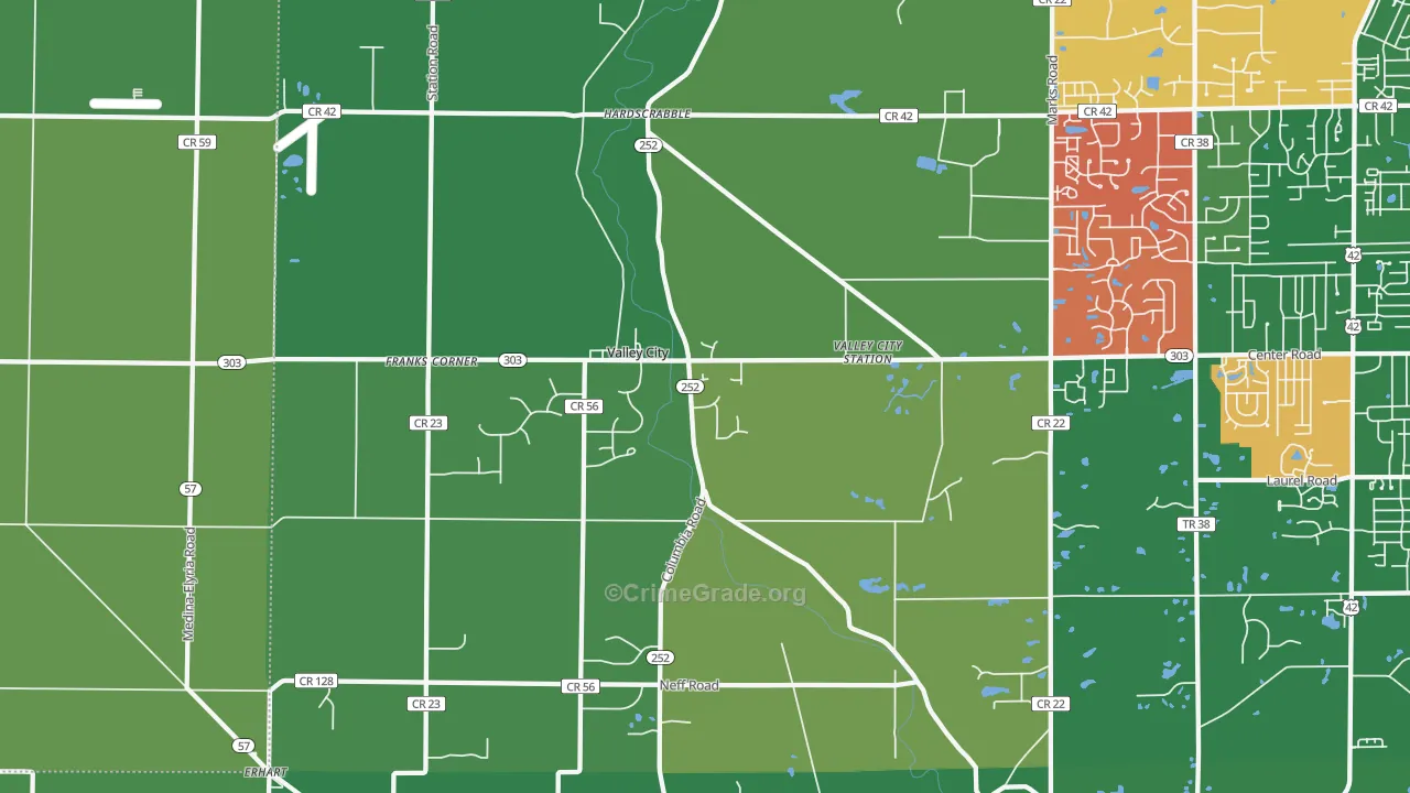 Valley City, OH Map of Murder Rates