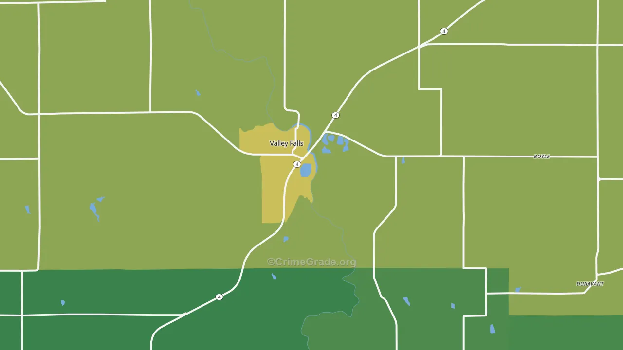 Valley Falls, KS Map of Murder Rates