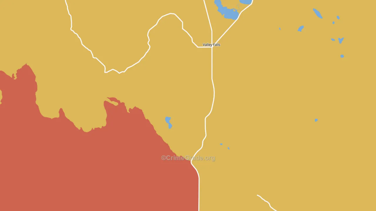 Valley Falls, OR Map of Murder Rates