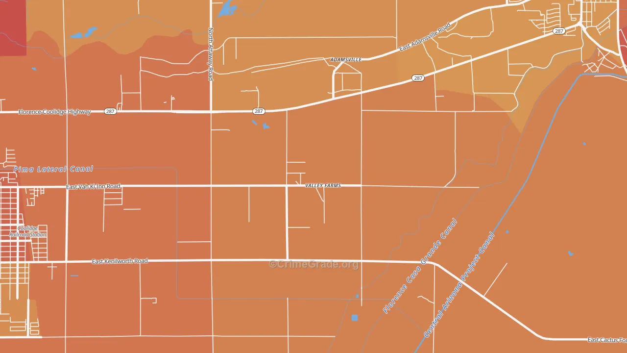 Valley Farms, AZ Map of Murder Rates