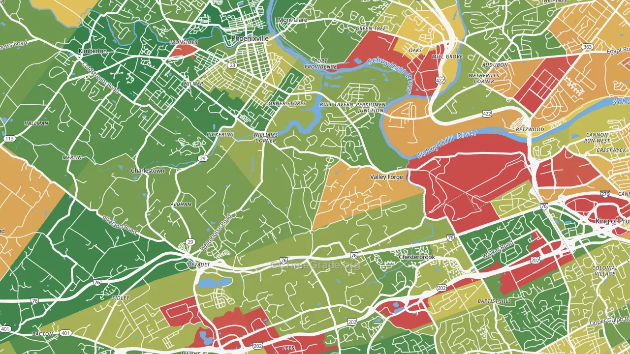 Valley Forge, PA Map of Murder Rates