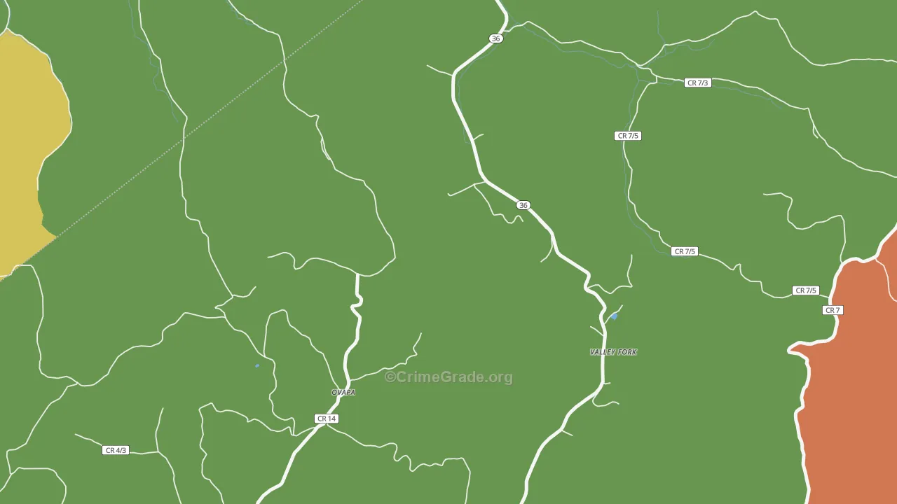 Valley Fork, WV Map of Murder Rates