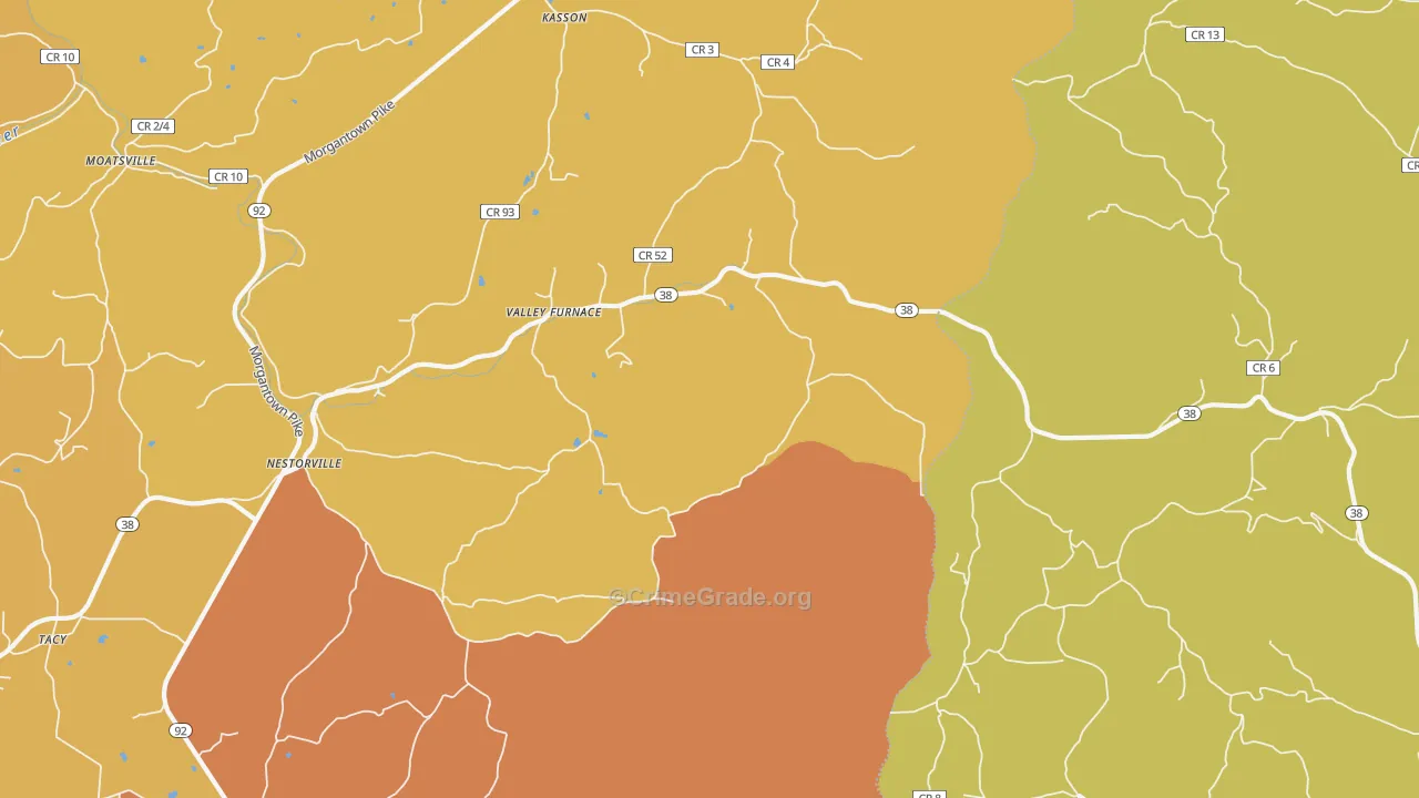 Valley Furnace, WV Map of Murder Rates