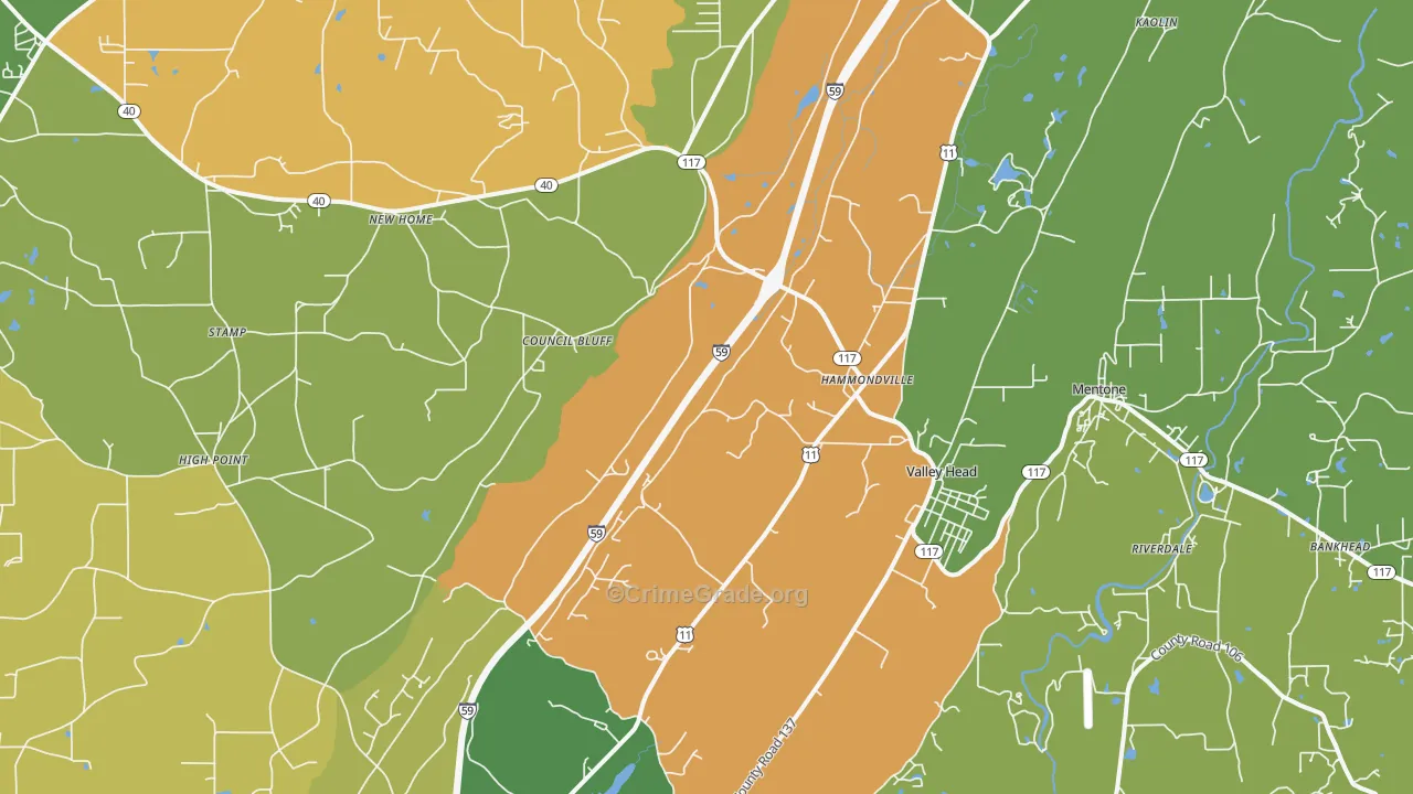 Valley Head, AL Map of Murder Rates
