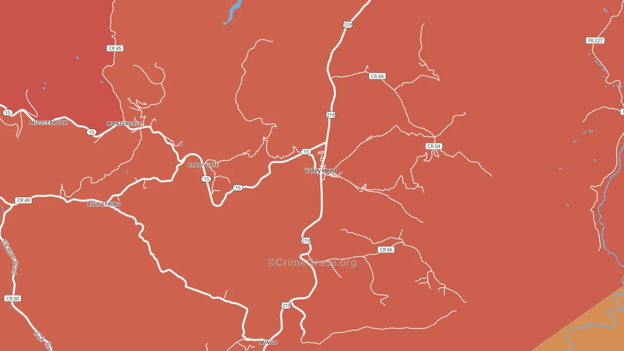 Valley Head, WV Map of Murder Rates