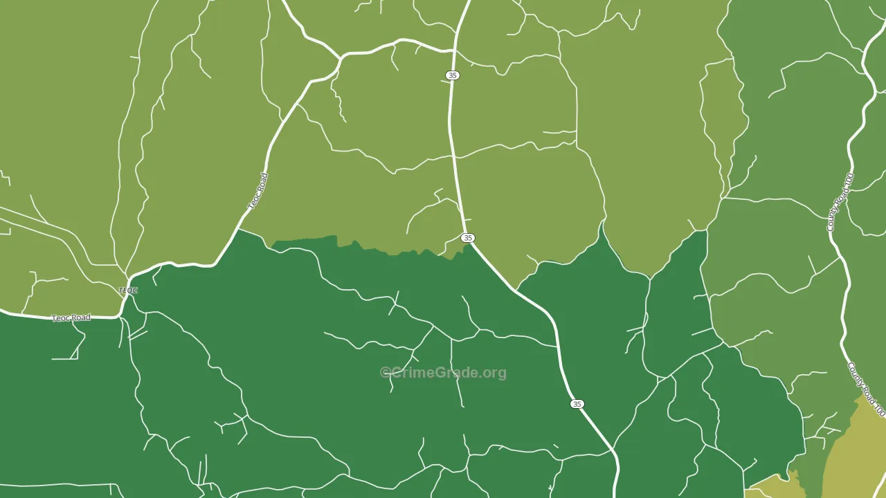 Valley Hill, MS Map of Murder Rates