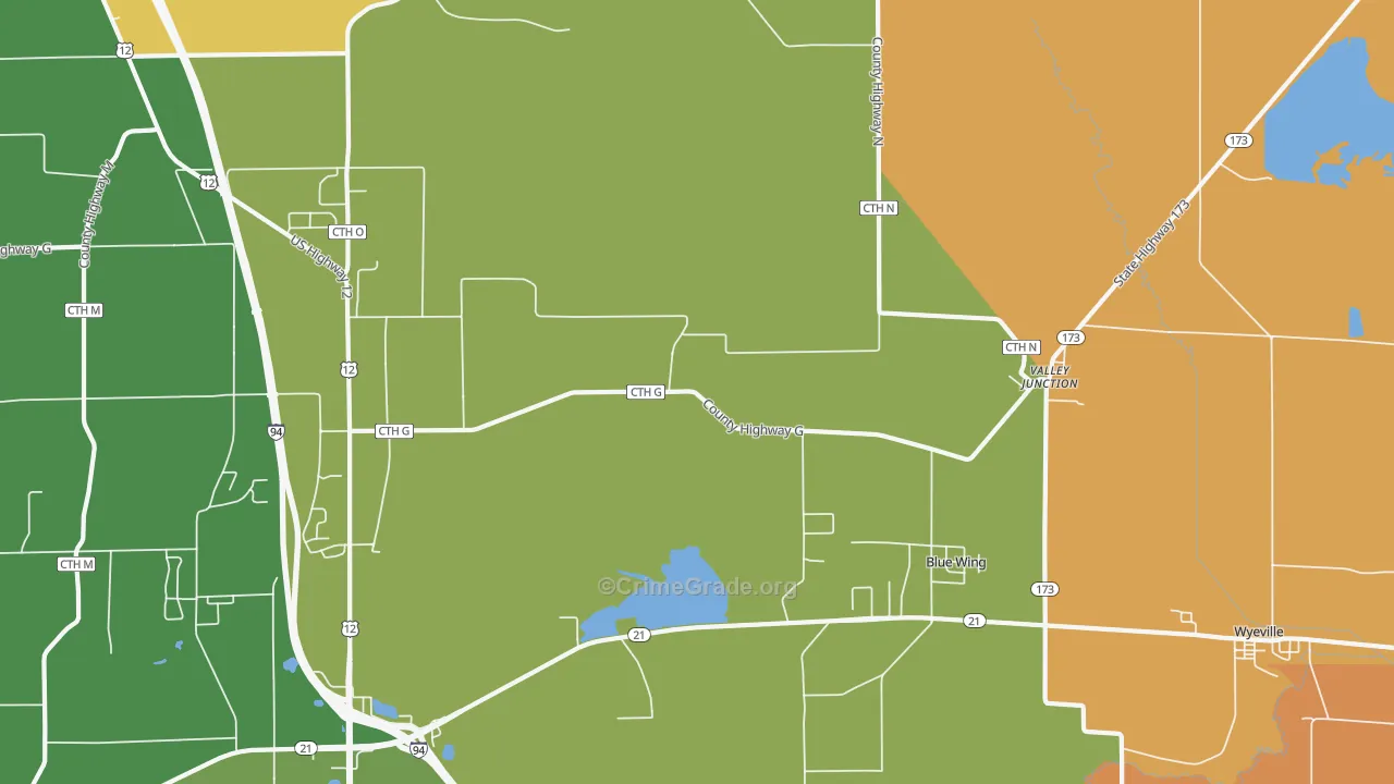 Valley Junction, WI Map of Murder Rates