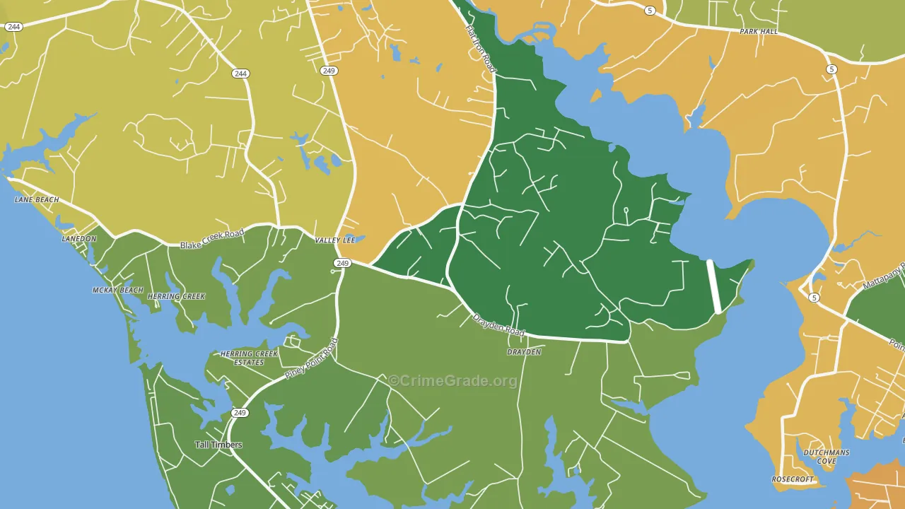Valley Lee, MD Map of Murder Rates