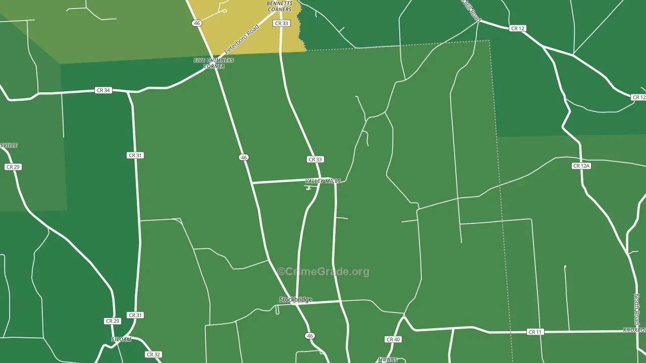 Valley Mills, NY Map of Murder Rates