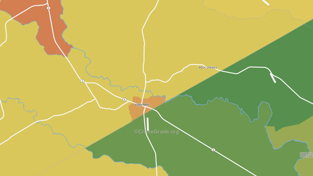 Valley Mills, TX Map of Murder Rates