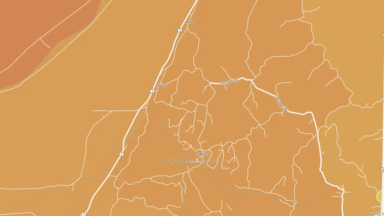 Valley, MS Map of Murder Rates