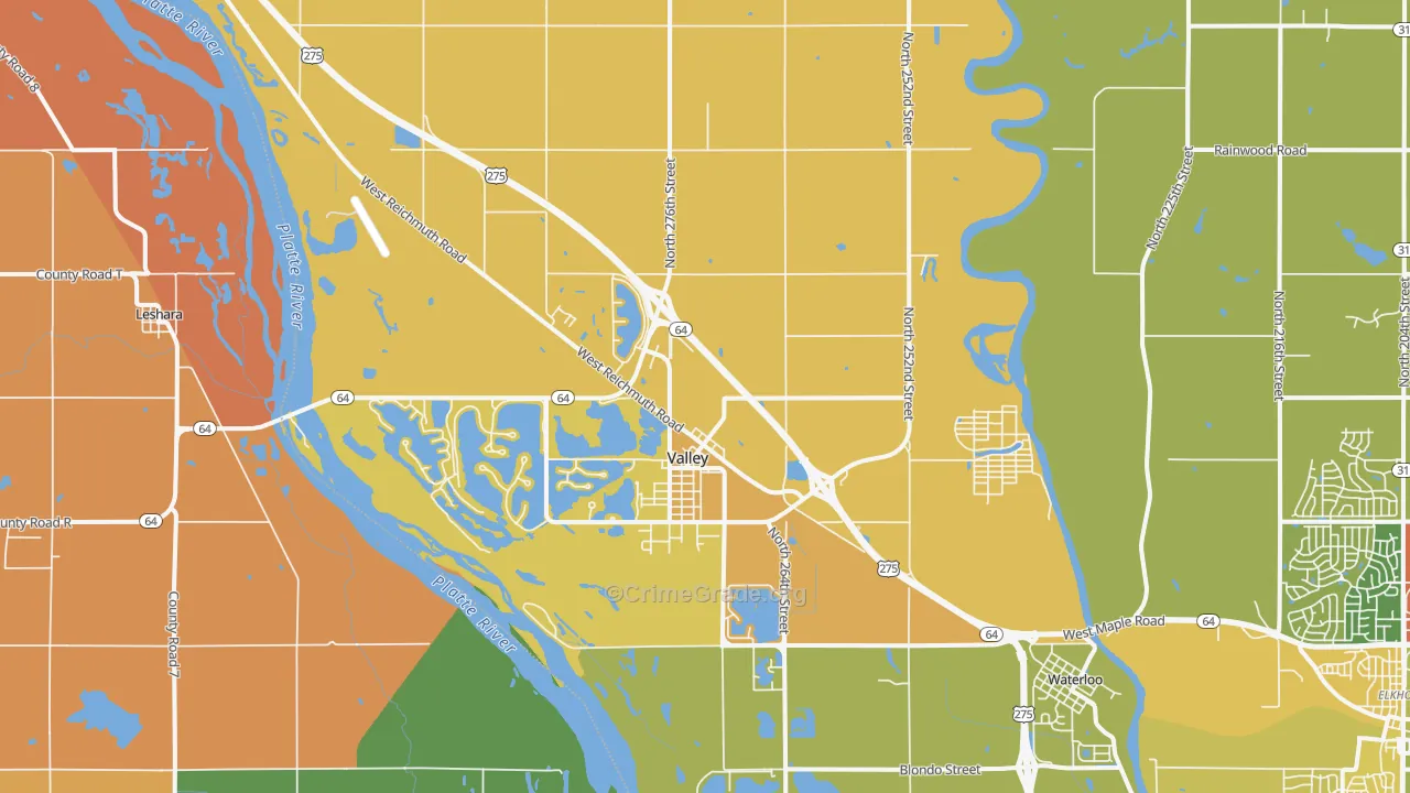 Valley, NE Map of Murder Rates