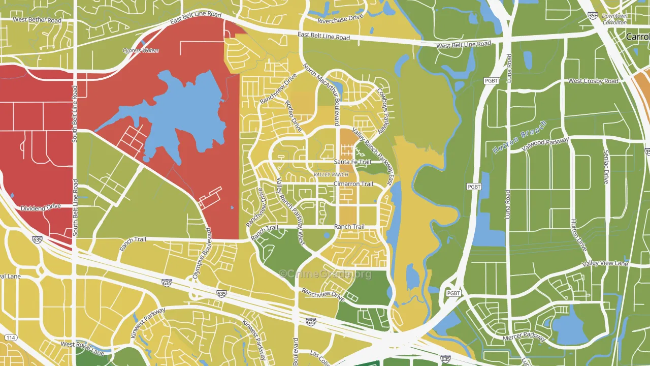 Valley Ranch, Irving, TX Map of Murder Rates