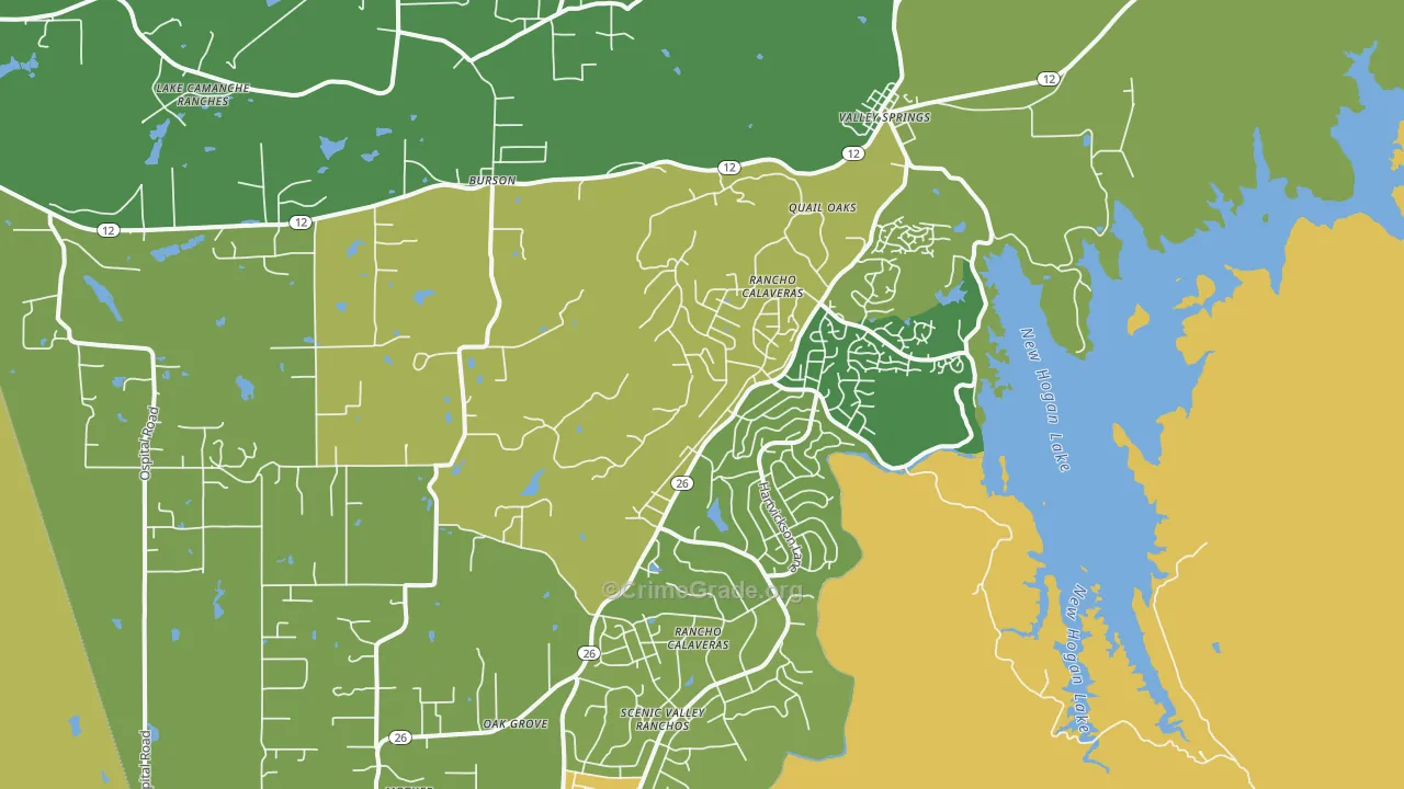 Valley Springs, CA Map of Murder Rates