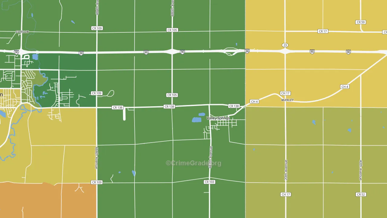 Valley Springs, SD Map of Murder Rates
