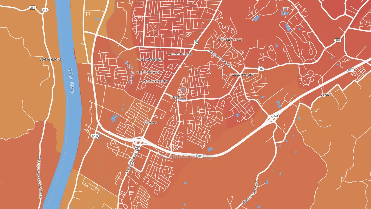 Valley Station, Louisville, KY Map of Murder Rates