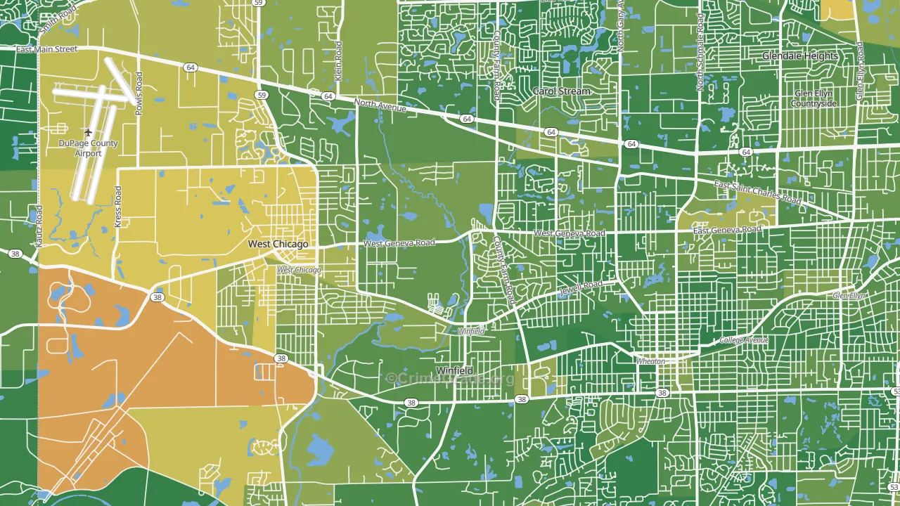 Valley View, Glen Ellyn, IL Map of Murder Rates