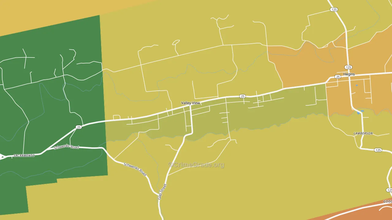 Valley View, PA Map of Murder Rates