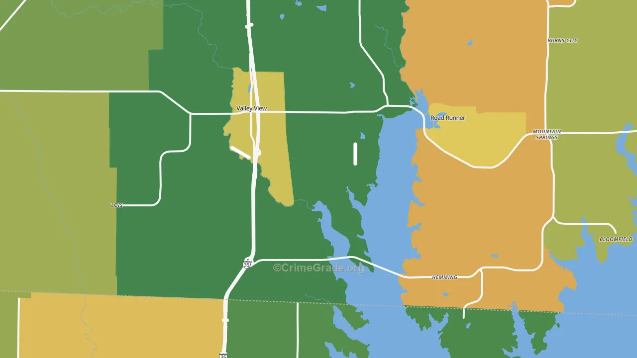 Valley View, TX Map of Murder Rates