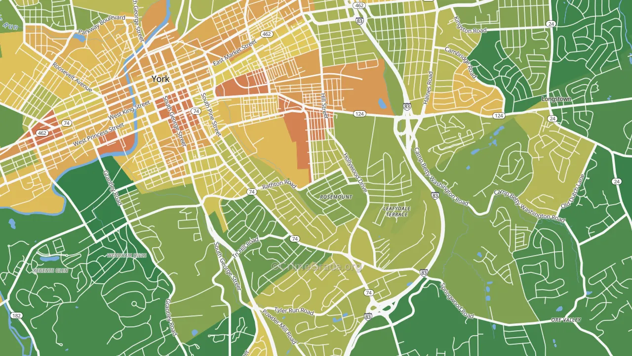 Valley View, York, PA Map of Murder Rates