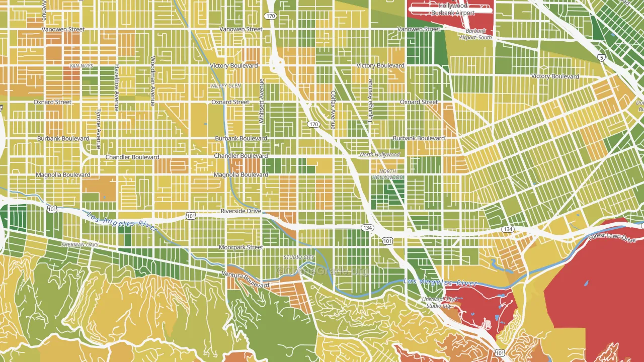 Valley Village, CA Map of Murder Rates