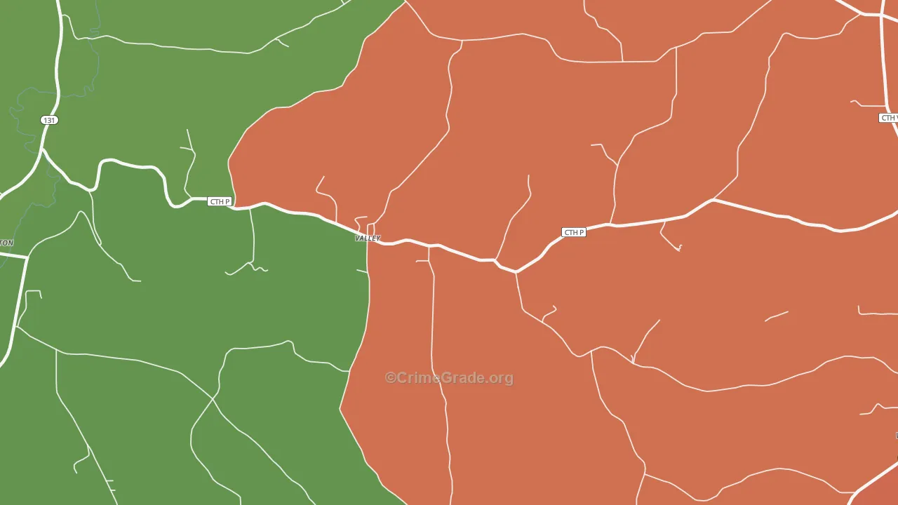Valley, WI Map of Murder Rates