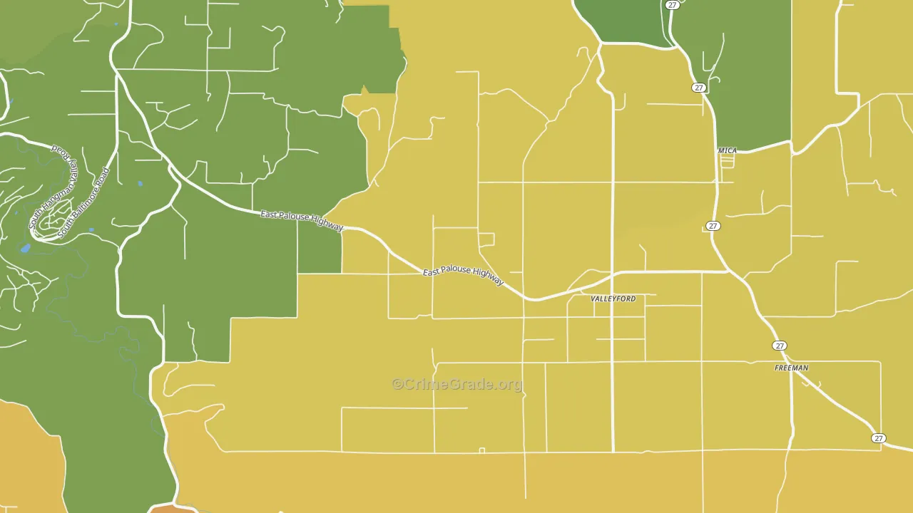 Valleyford, WA Map of Murder Rates