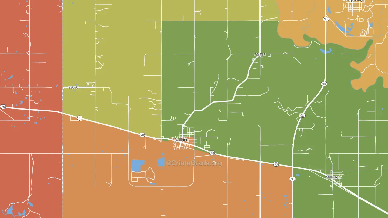 Valliant, OK Map of Murder Rates