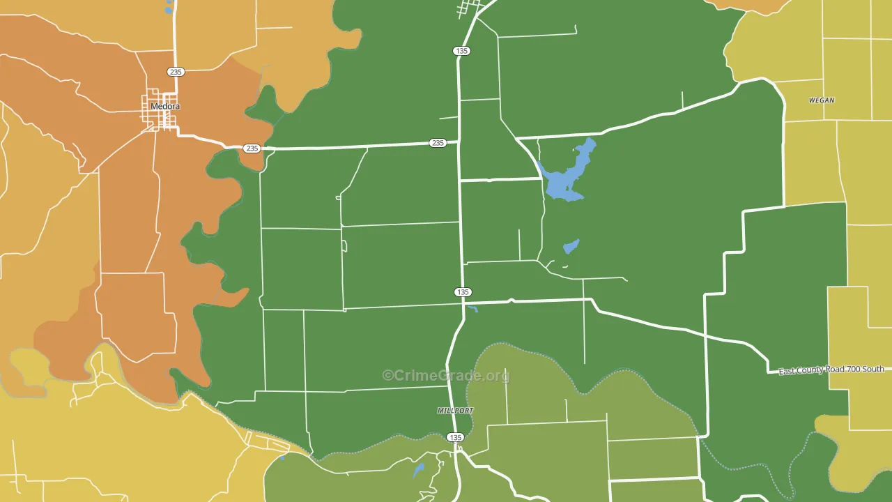 Vallonia, IN Map of Murder Rates