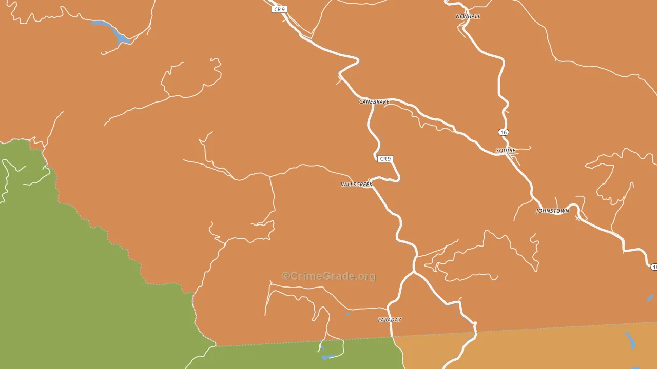 Vallscreek, WV Map of Murder Rates