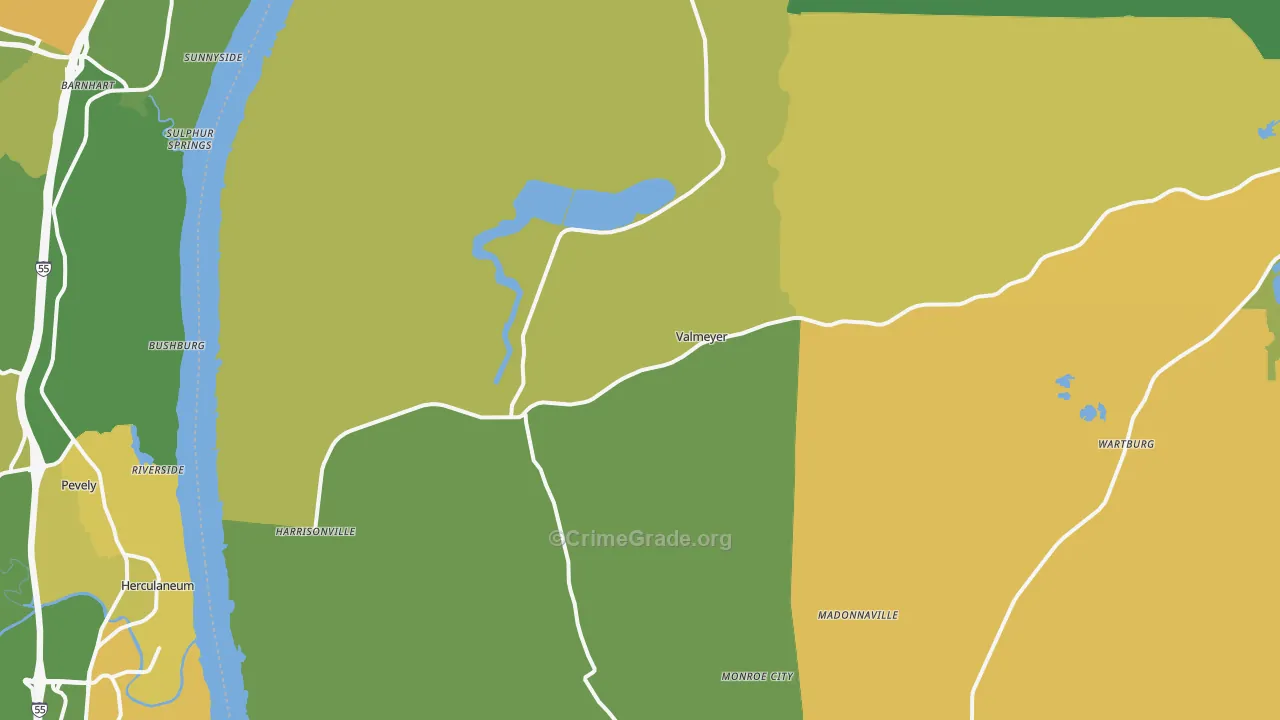 Valmeyer, IL Map of Murder Rates