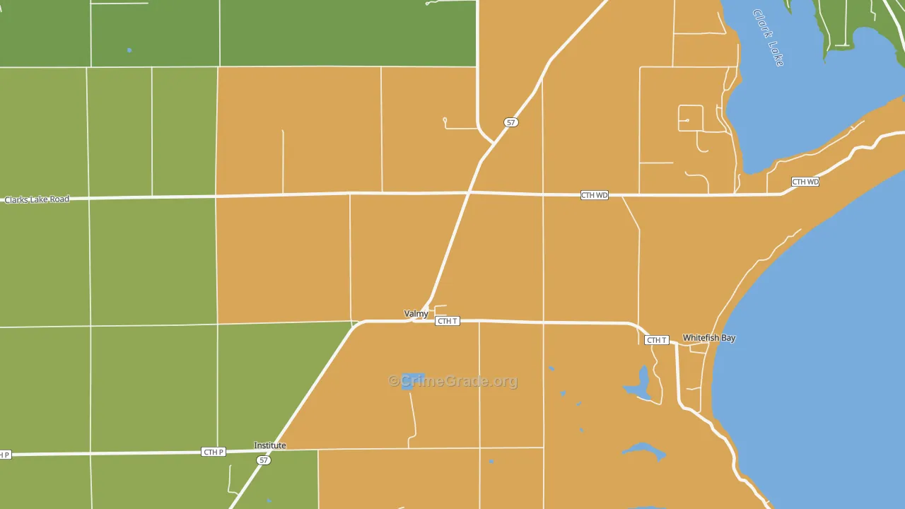 Valmy, WI Map of Murder Rates