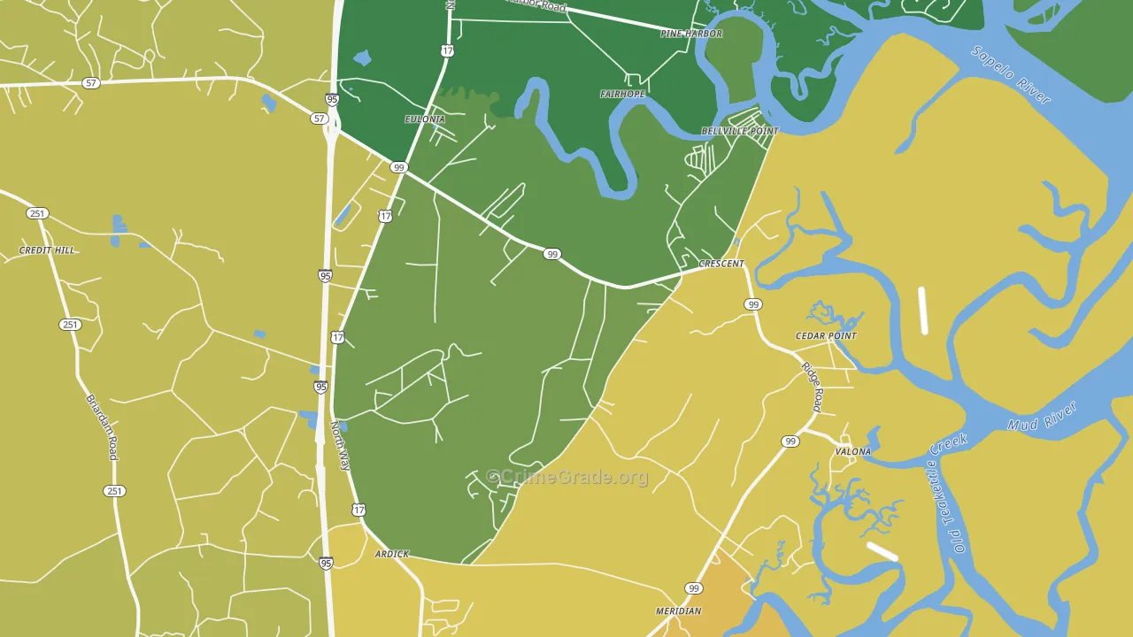 Valona, GA Map of Murder Rates