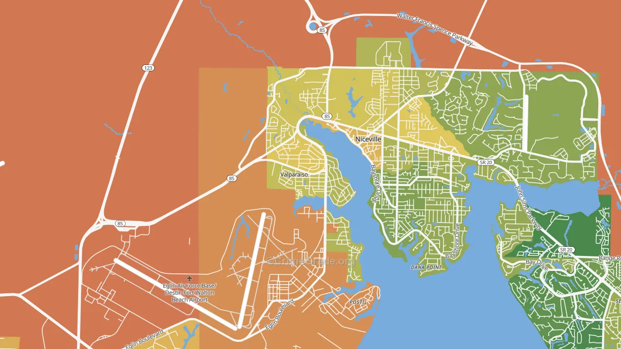 Valparaiso, FL Map of Murder Rates
