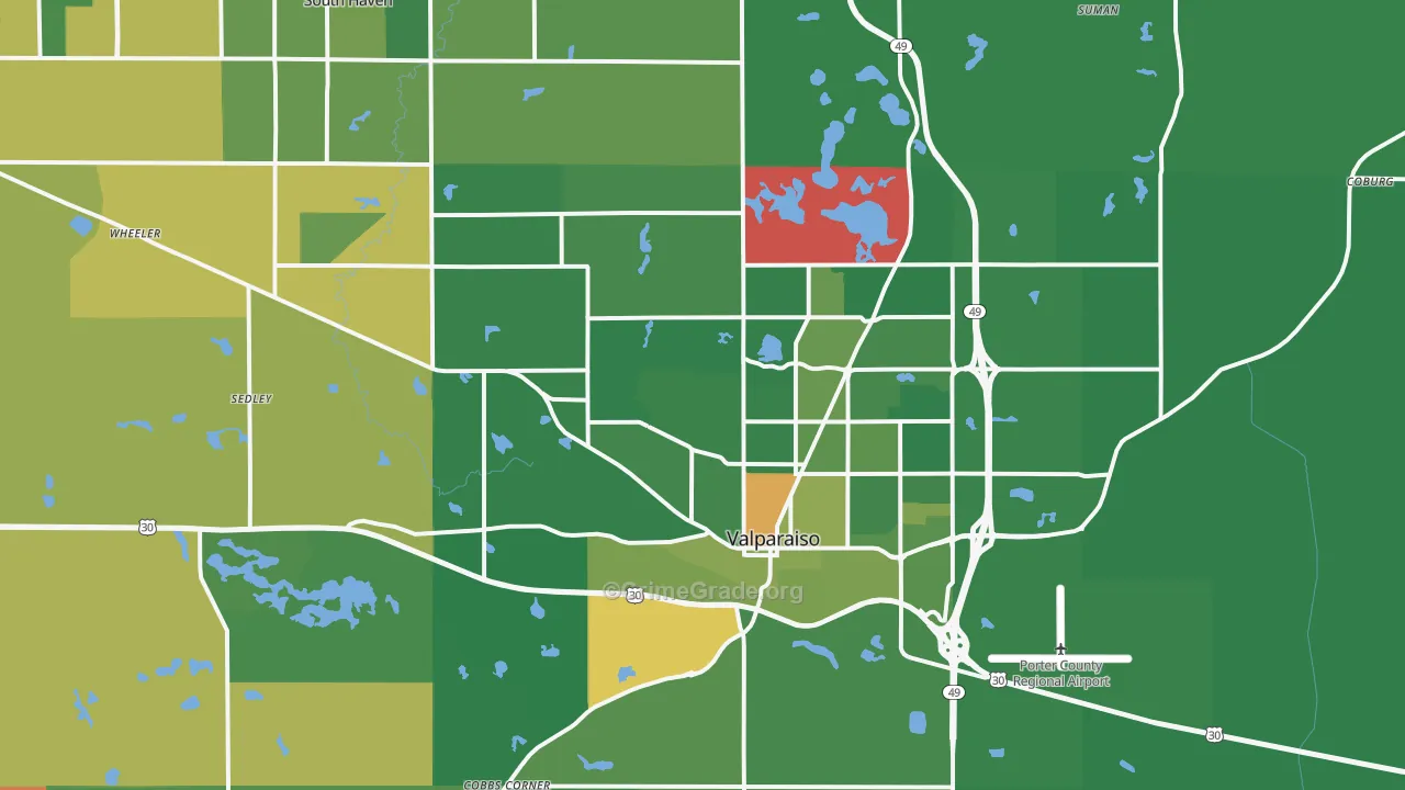 Valparaiso, IN Map of Murder Rates