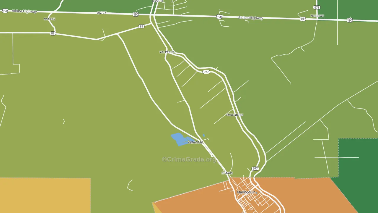 Valverda, LA Map of Murder Rates