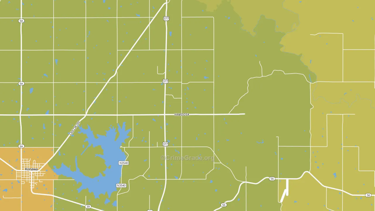 Vamoosa, OK Map of Murder Rates