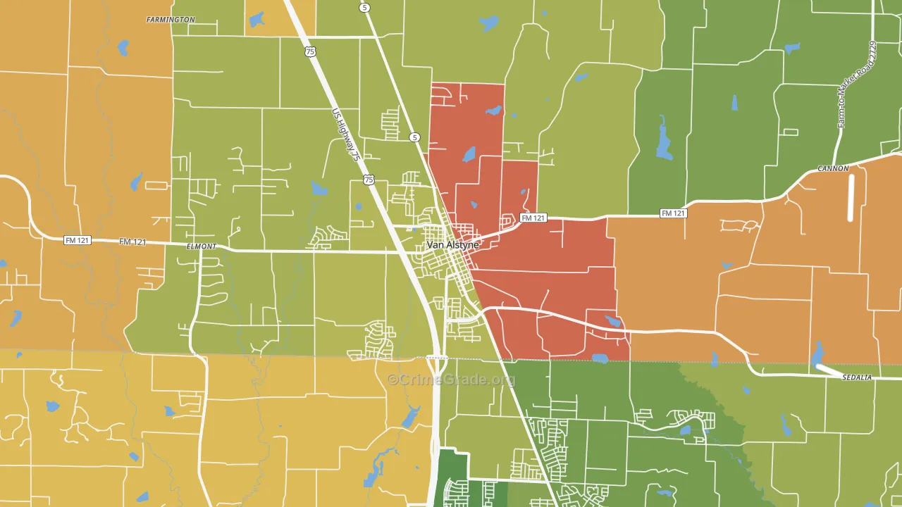 Van Alstyne, TX Map of Murder Rates