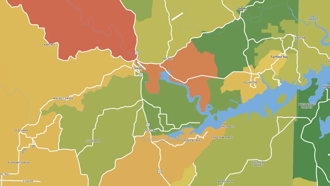 Van Buren County, AR Map of Murder Rates