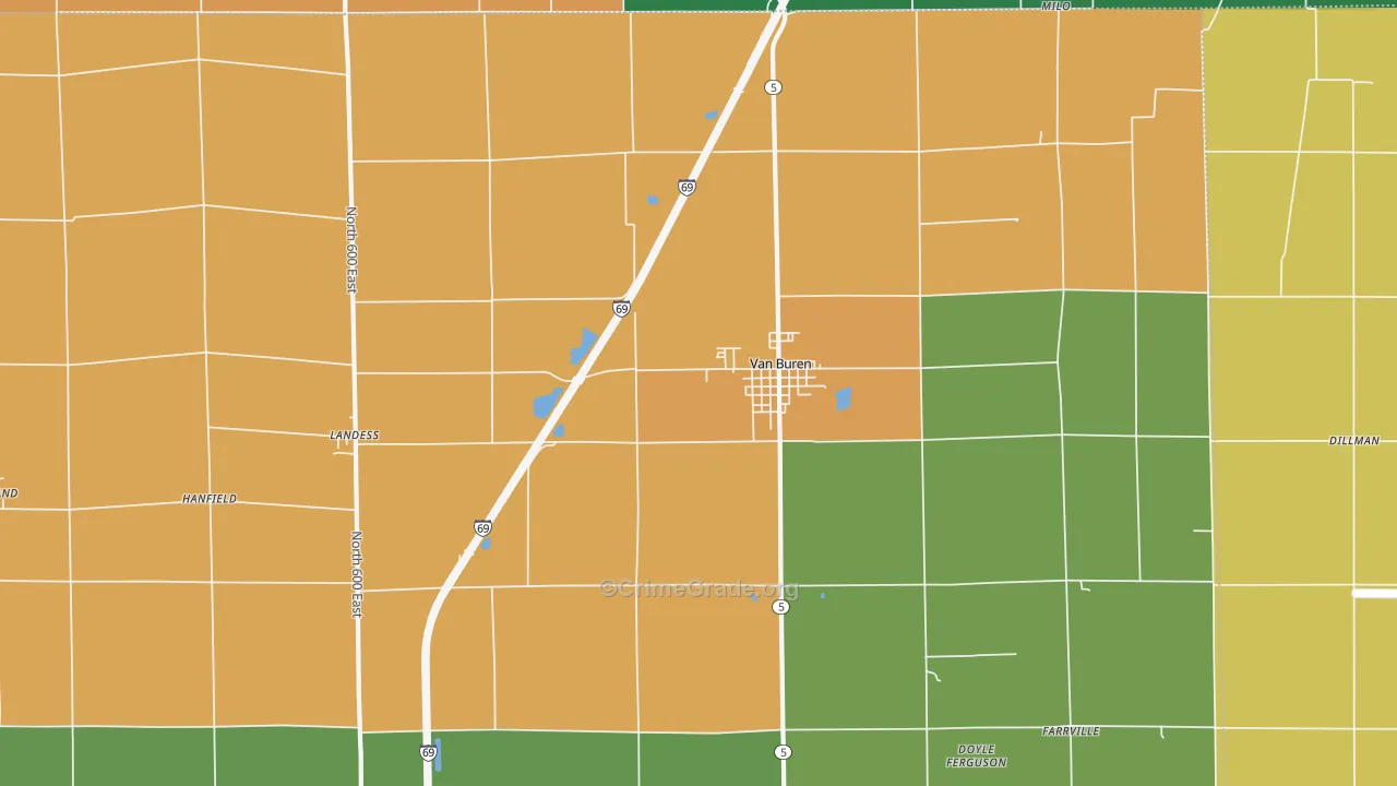 Van Buren, IN Map of Murder Rates