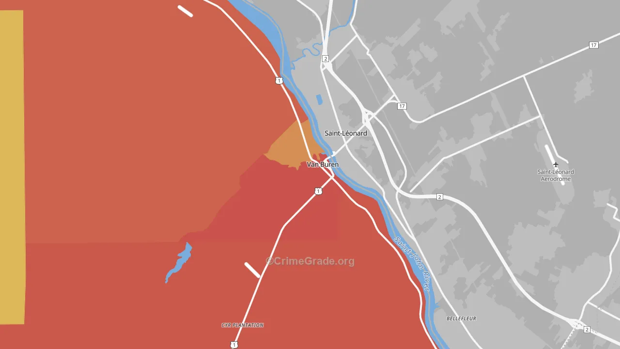 Van Buren, ME Map of Murder Rates