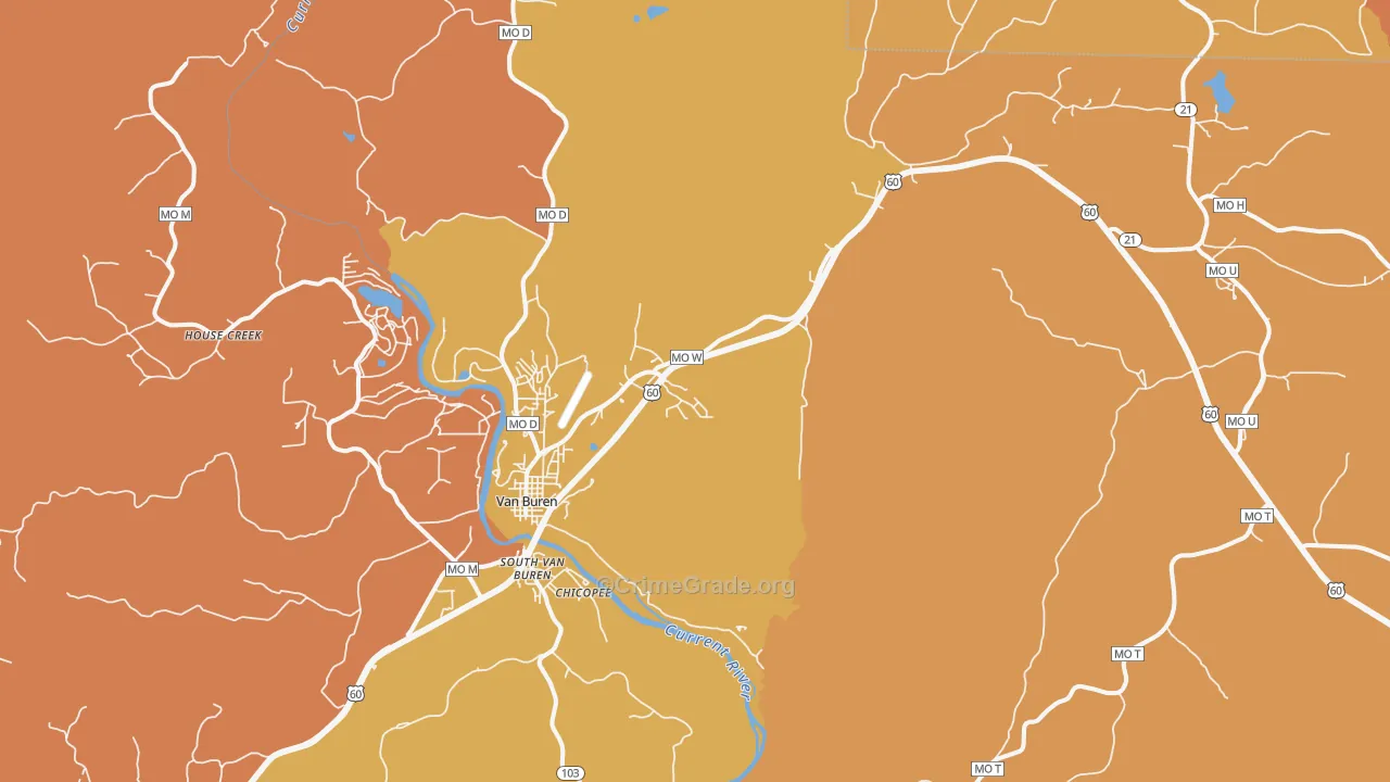 Van Buren, MO Map of Murder Rates