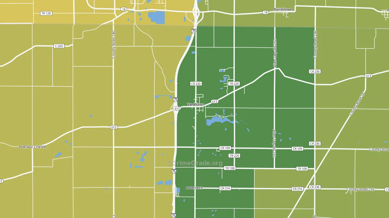 Van Buren, OH Map of Murder Rates