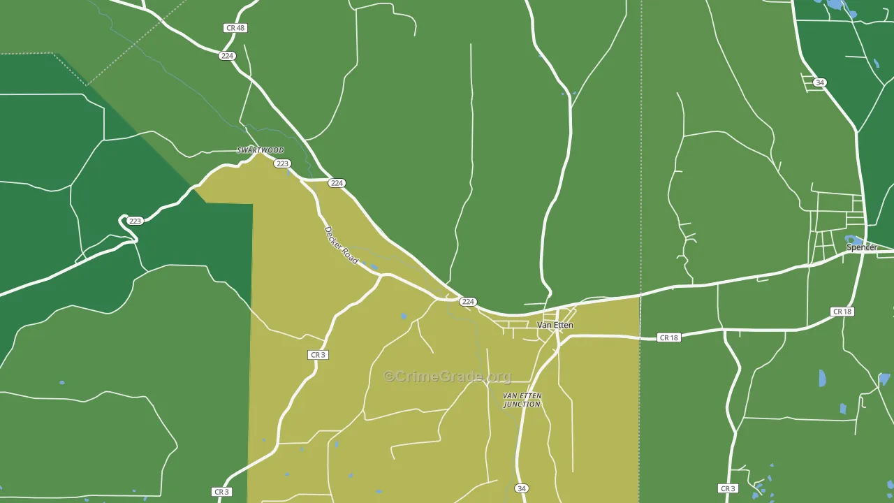 Van Etten, NY Map of Murder Rates
