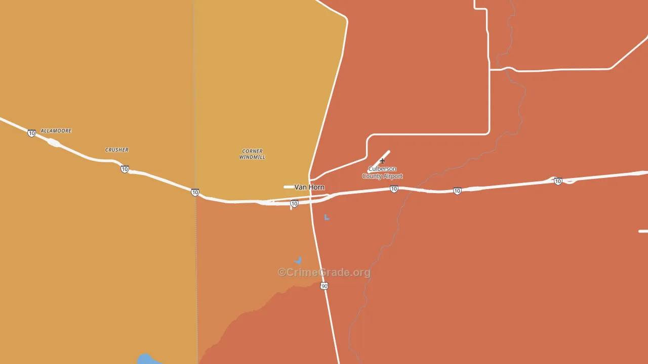 Van Horn, TX Map of Murder Rates