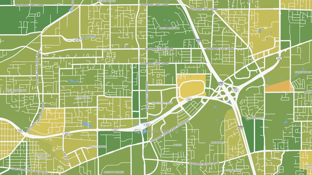 Van Mall, Vancouver, WA Map of Murder Rates