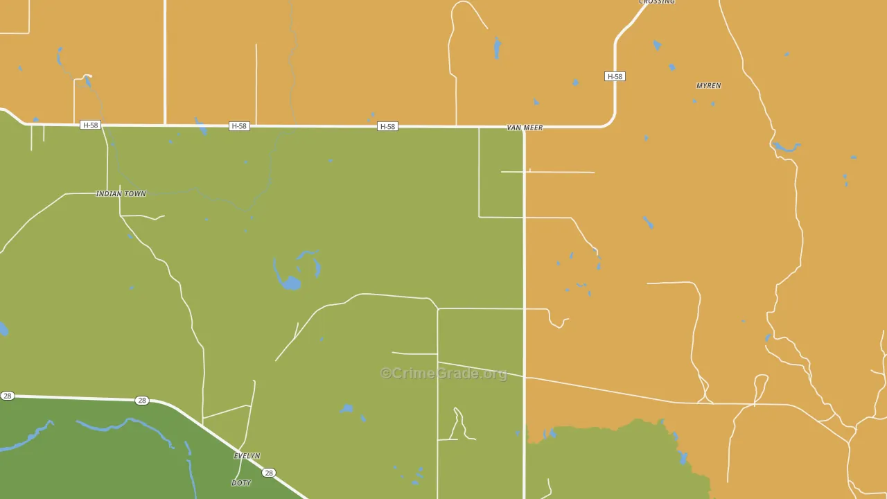 Van Meer, MI Map of Murder Rates
