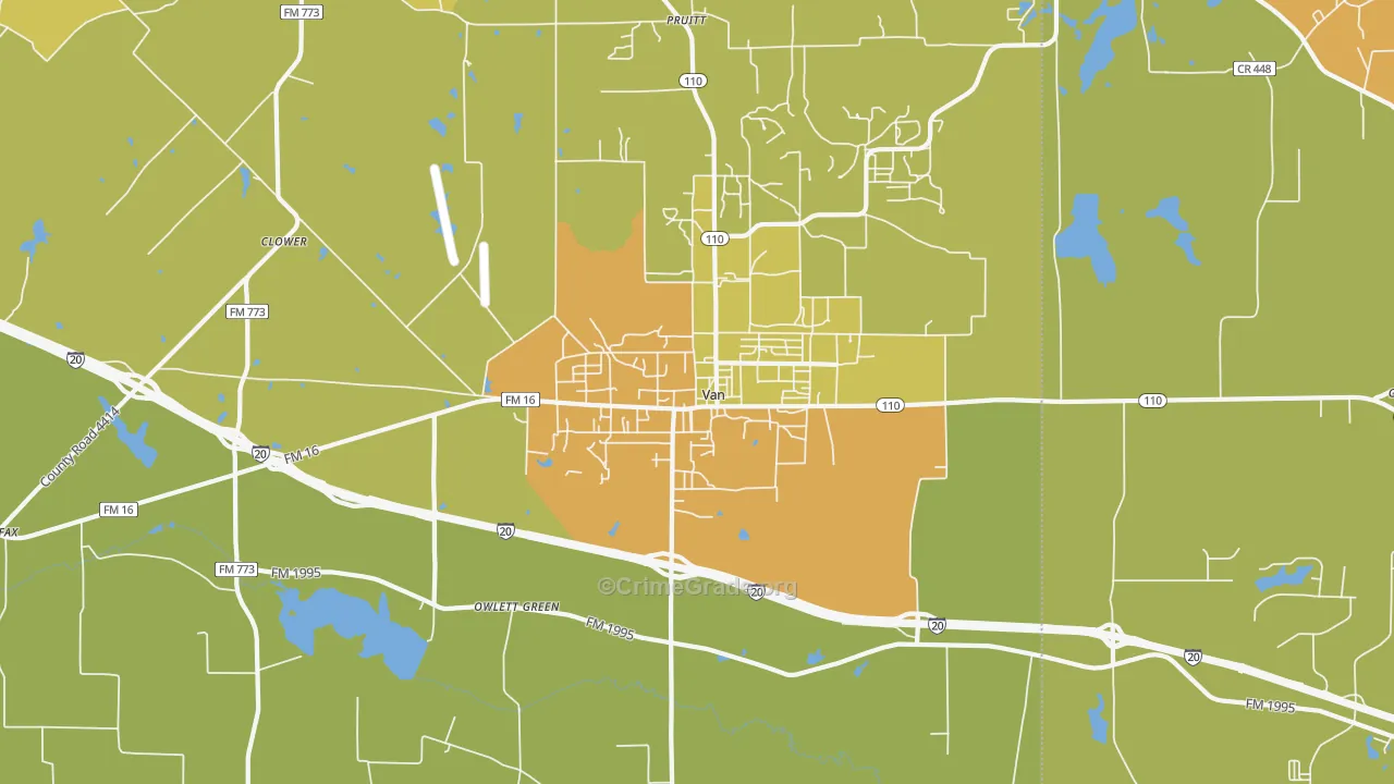 Van, TX Map of Murder Rates