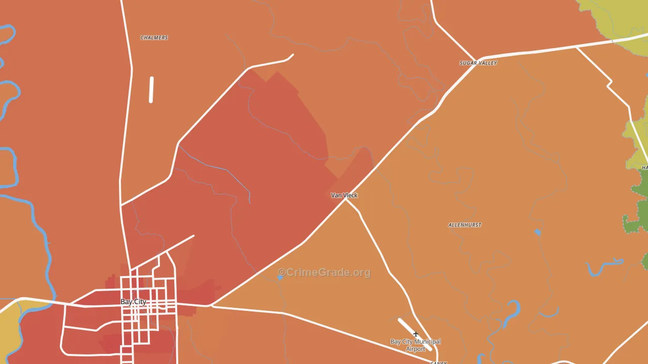 Van Vleck, TX Map of Murder Rates